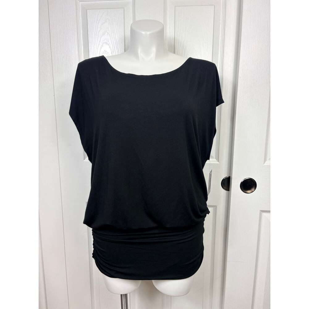 Boston Proper Black Ruched Banded Dolman Sleeve Top Size XL - Picture 2 of 8